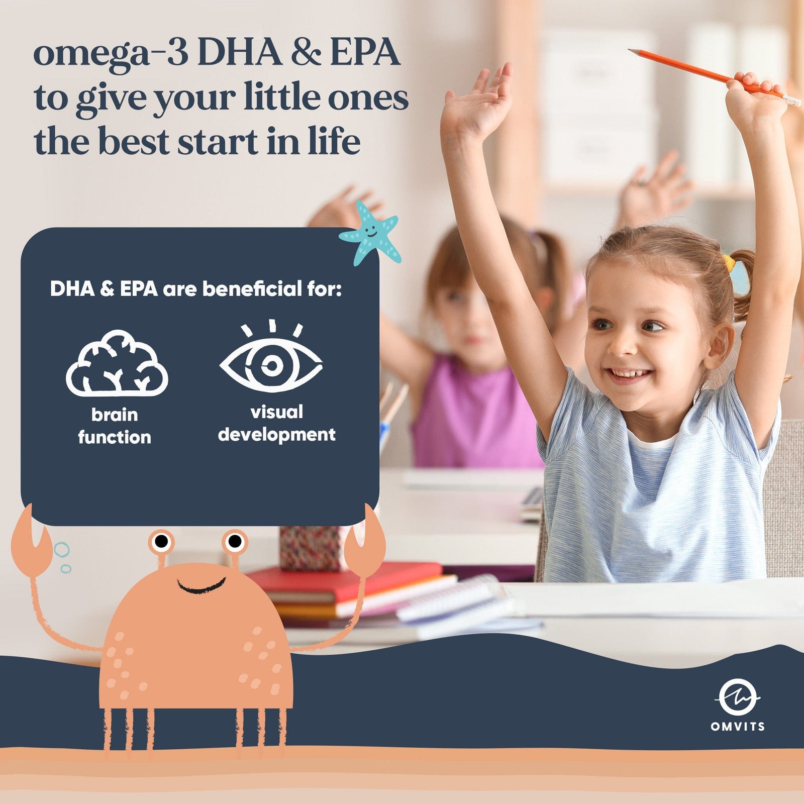 Kids Vegan Omega-3 DHA+EPA Drops - Omvits