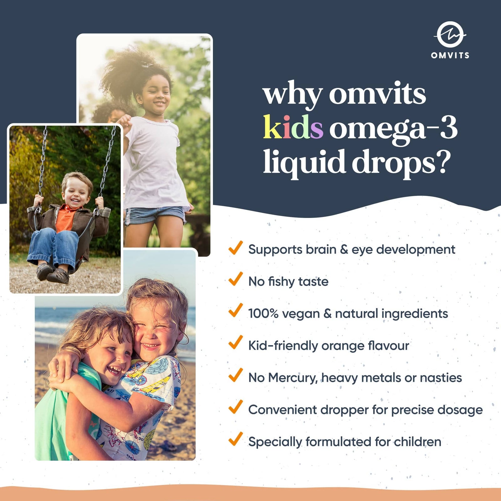 Kids Vegan Omega-3 DHA+EPA Drops - Omvits