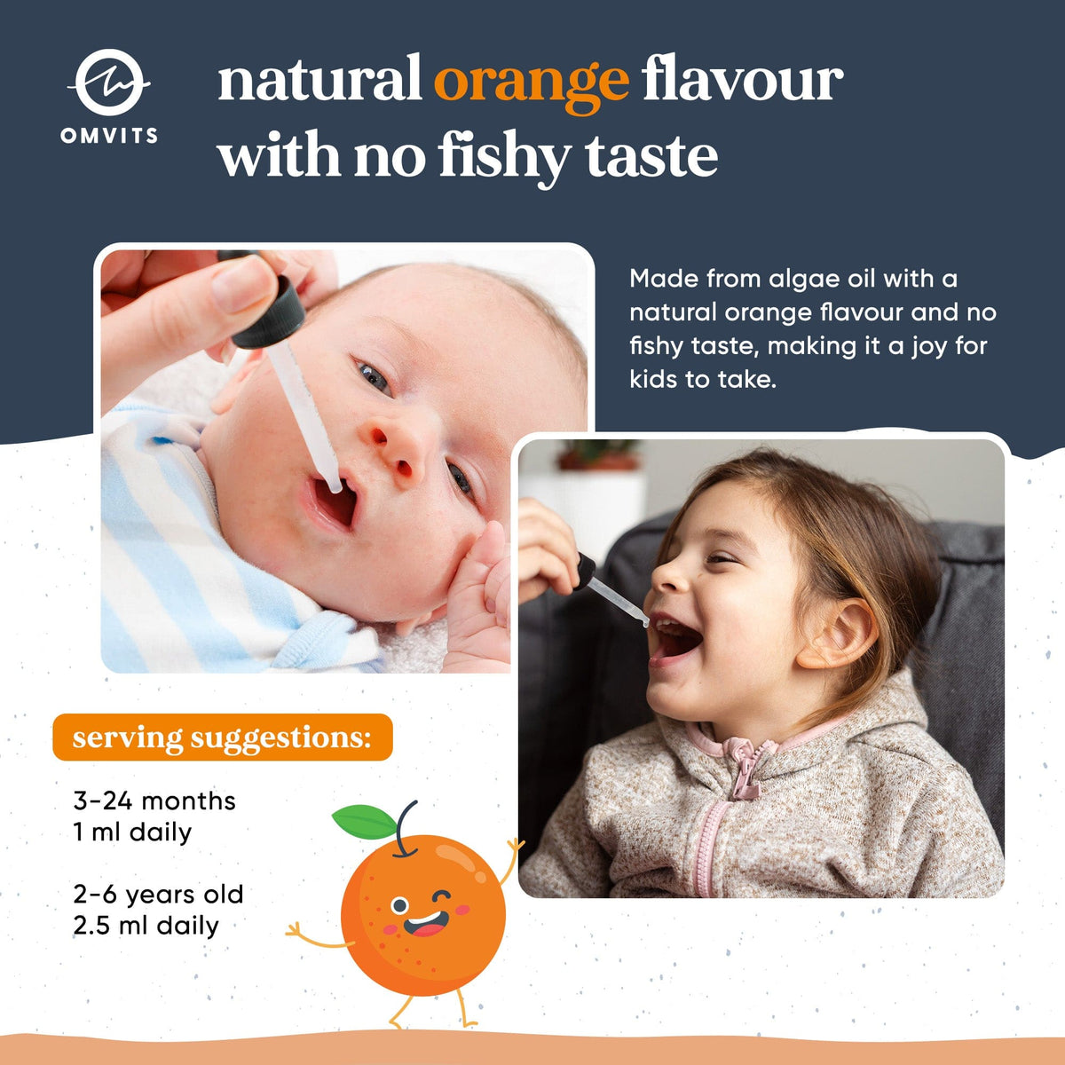 Kids Vegan Omega-3 DHA+EPA Drops  -  Omvits