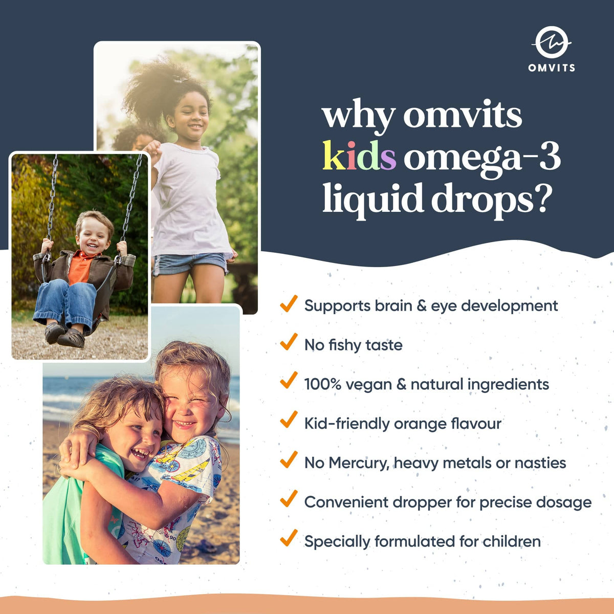 Kids Vegan Omega-3 DHA+EPA Drops  -  Omvits