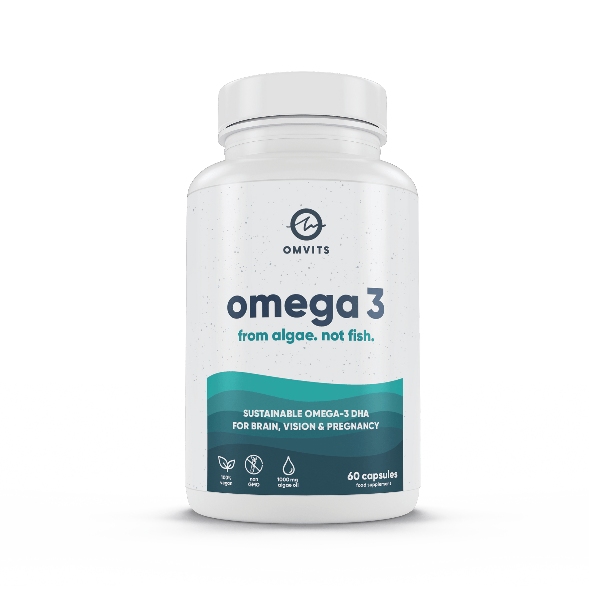 60 Capsules / Recyclable Pot TEST Vegan Omega 3 DHA from Algae  -  Omvits