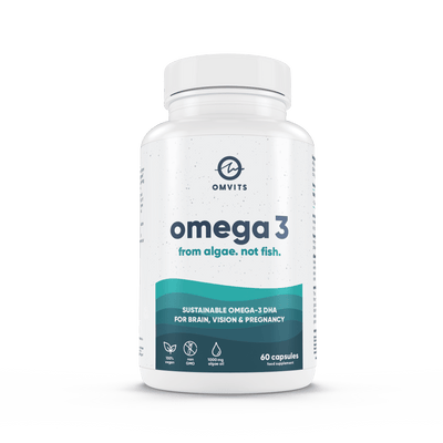 60 Capsules / Recyclable Pot Vegan Omega 3 DHA - 60 Algae Oil Capsules  -  Omvits