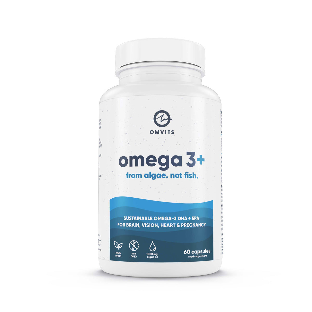 60 Capsules / Recyclable Pot Vegan Omega 3 DHA+EPA - 60 Algae Oil Capsules  -  Omvits