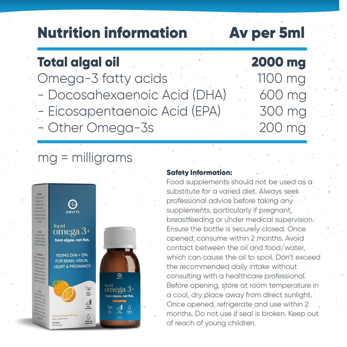Vegan Omega-3 Liquid DHA+EPA  -  Omvits