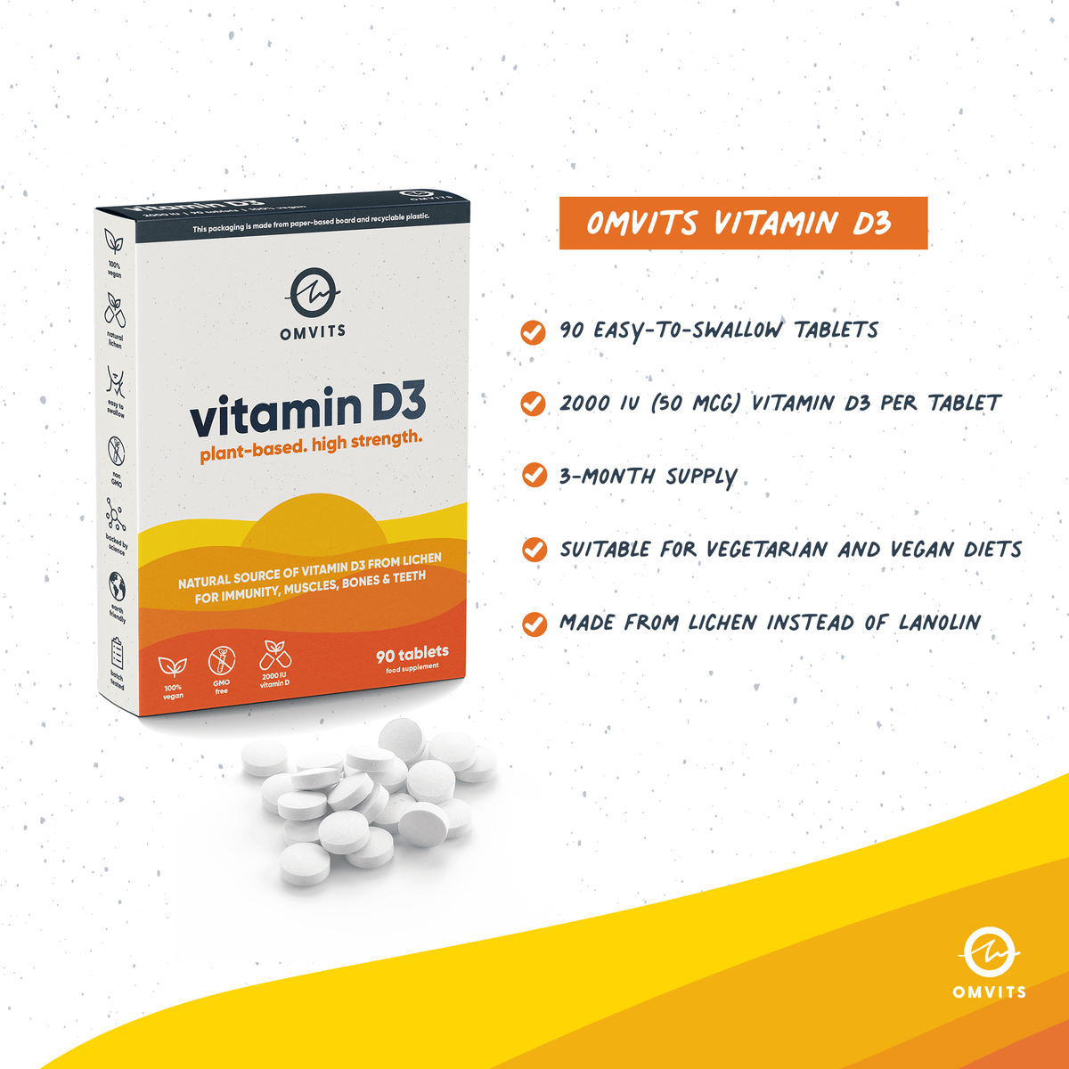 Vegan Vitamin D3 from Lichen - 90 Tablets  -  Omvits