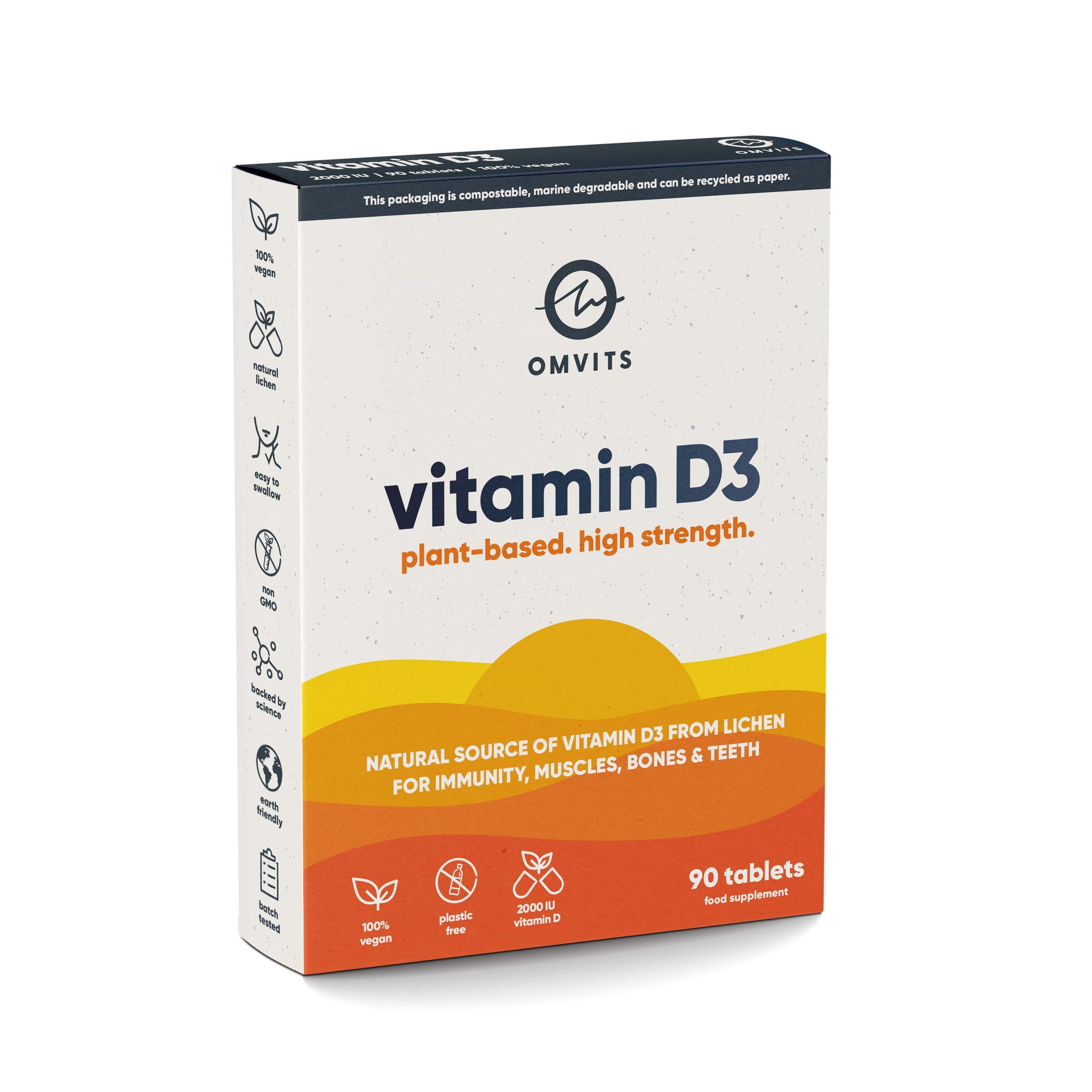 Vegan Vitamin D3 from Lichen - 90 Tablets  -  Omvits