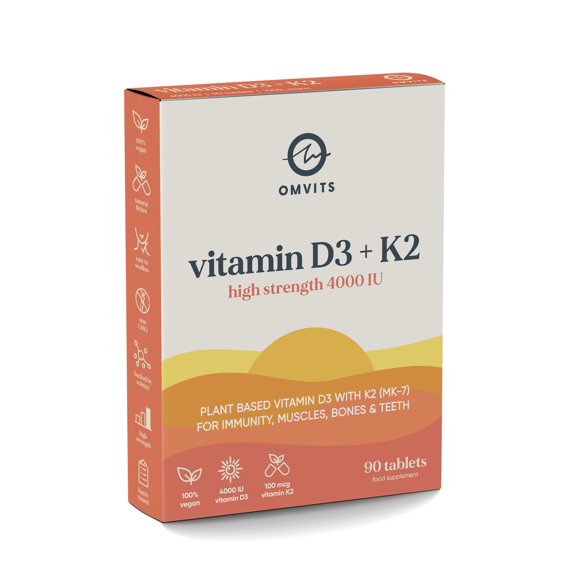 Vegan Vitamin D3+K2 - 90 Tablets  -  Omvits