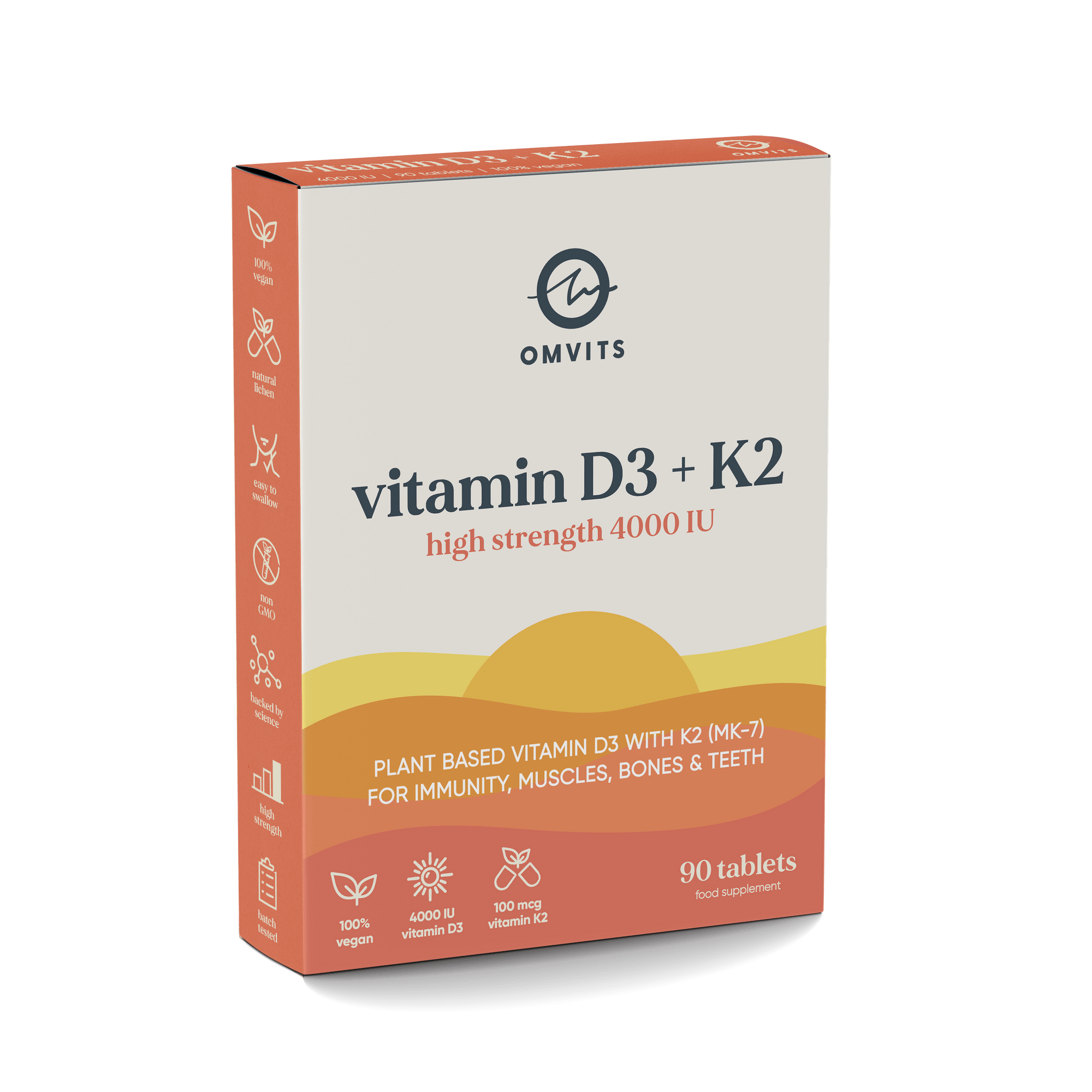Vegan Vitamin D3+K2 - 90 Tablets  -  Omvits