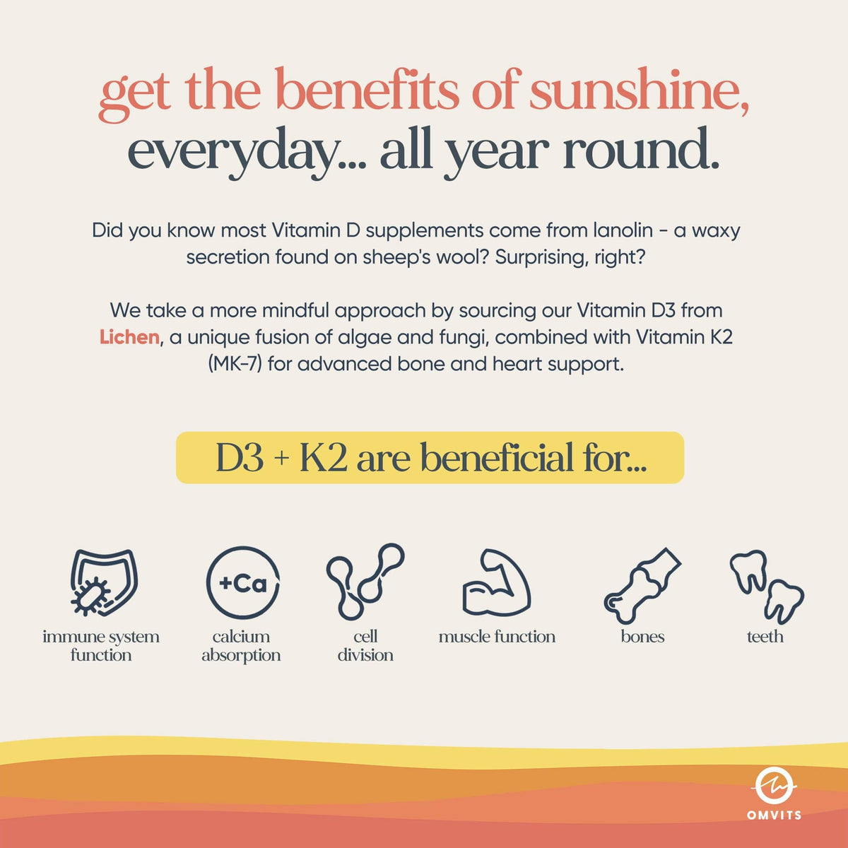 Vegan Vitamin D3+K2 - 90 Tablets  -  Omvits