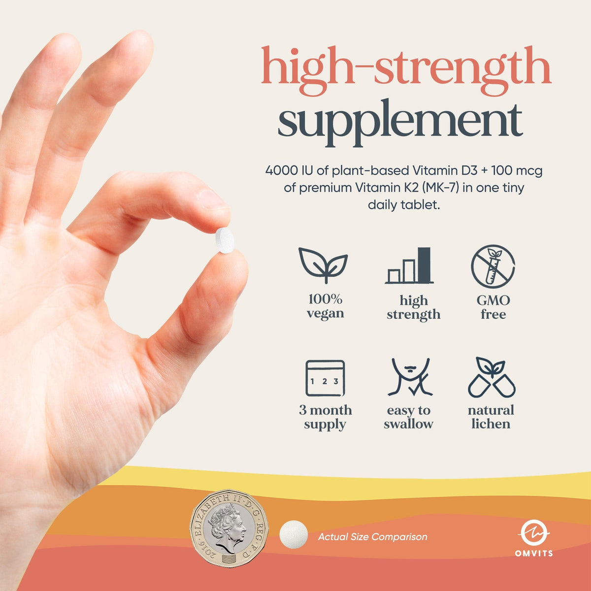 Vegan Vitamin D3+K2 - 90 Tablets  -  Omvits