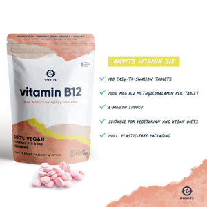 Vegan Vitamin B12 - 180 Tablets  -  Omvits